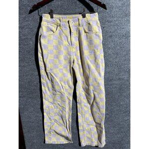 Ragged Jeans Jeans Womens 26 Yellow Check High Rise Straight Stretch Denim Pants